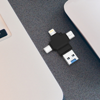 Unidad Flash USB 4 en 1 OTG de Plástico, 16GB/32GB/64GB/128GB/256GB, USB 3.0 Tipo C para iPhone IOS Android, con Lector de Tarjetas TF