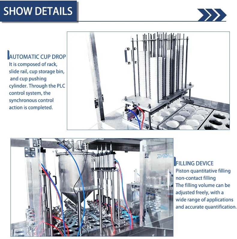 JOYGOAL high quality automatic cup filling and sealing machine for juice water yogurt