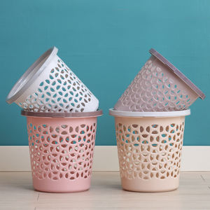 Wastebasket Hollow Round Shape Plastic Lidless Wastepaper <strong>Baskets</strong> Garbage Can - Product Image 1