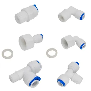 RO Water Quick Pipe Fitting 1/4 3/8 OD Hose 1/8 1/4 1/2 3/8 Male Female Thread Plastic Connector Reverse Osmosis Water Purifies