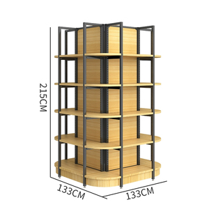 Estante de exhibición de góndola de supermercado de madera y hierro moderno personalizado de fábrica Estantería de tienda minorista ajustable - Product Image 5