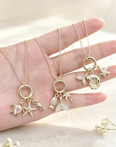 Ocean-themed Jewelry Accessories Zircon Jewelry Styles Link <b>Chain</b> Design Small Pendant Necklace - Product Image 2