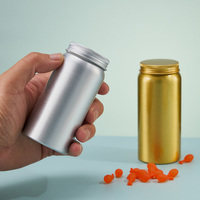 Pot en aluminium réutilisable avec logo personnalisé et bouchon à vis, flacon métallique pour pilules, vitamines, capsules, compléments alimentaires