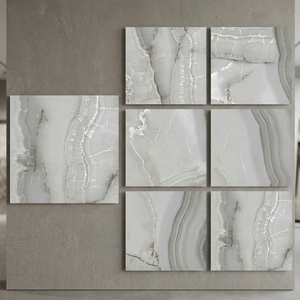 กระเบื้องพอร์ซเลนเคลือบเงาสีเทาหินอ่อน Foshan Onyx Anini Grey ขนาด 800x800 มม. สำหรับปูพื้น - Product Image 1