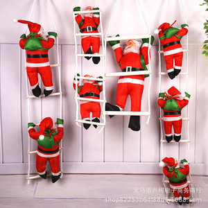 Grand sapin de Noël, ornement Père Noël en tissu avec échelle/corps de grimpeur de 30 cm, Père Noël grimpeur, gnome. - Product Image 2
