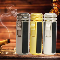 Allume-cigare en métal coupe-vent, logo personnalisé, gaz réglable, rechargeable, lampe torche de table, briquets à jet