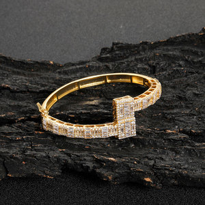 Hip Hop <b>Bangles</b> T Square Zircon Men's and Women's Couple <b>Bangles</b> Personalized Fashion Bronze Zircon Men's Bracelet - Product Image 5