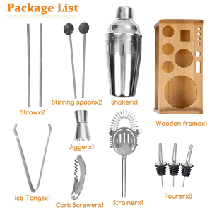 Ensemble de 13 outils de bar personnalisés, <span class=keywords><strong>shaker</strong></span> à martini de 550 ml, <span class=keywords><strong>shaker</strong></span> à cocktails en acier inoxydable, kit de <span class=keywords><strong>barman</strong></span> avec support en bambou - Product Image 5