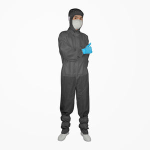 بدلة عمل خفيفة الوزن مضادة للكهرباء الساكنة بنمط مخطط رمادي اللون مع شبكة للأذن للتصنيع الدقيق - Product Image 3