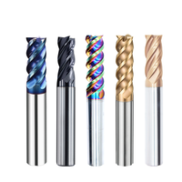 Fraise en carbure HRC65 à revêtement Nano Bleu, angle de hélice 35°, 2-4 cannelures, haute dureté, ODM OEM pour pièces en acier