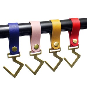 Ztc369 Leather Metal <b>Hooks</b> With Brass Finish Reusable Multi Color <b>Garment</b> <b>Hooks</b> For Outdoor Camping Kitchen Storage - Product Image 1