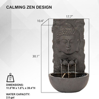 Fuente de Agua Eléctrica Portátil de Resina de Fibra de Vidrio con Diseño de Buda, Cascada Rectangular para Colgar en la Pared, para Uso en Interiores/Exteriores