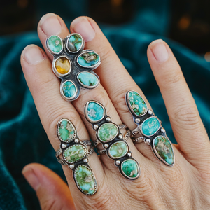 Bague Iroc Sales en argent sterling, style bohème, avec pierre précieuse turquoise, bijoux ethniques pour mariage et fête, grand look antique - Product Image 2