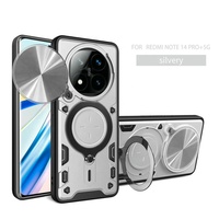 Etuis de téléphone portable pour objectif de caméra coulissant pour Xiaomi Redmi Note 14 13 Pro Plus 4G 5G porte-anneau béquille antichoc couvertures arrière