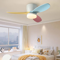 Ventilateur de plafond en noyer de 28 pouces avec mini lampe LED Design européen moderne 6 vitesses télécommande corps en fer moteur à courant continu pour salon