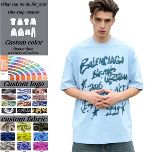 TKAN723D ผู้ผลิตเสื้อยืดคอกลมแขนสั้นแบบเรียบง่าย ขายส่ง เสื้อยืดไซส์ใหญ่พิเศษ ทรงหลวม เนื้อผ้าหนา พิมพ์ลายนูน 3 มิติ เสื้อผ้าผู้ชาย - Product Image 1