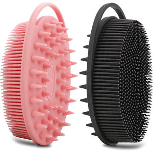 Custom Modern Oval Food Grade <b>Silicone</b> Loofah Shower Scrubber Multi-Function Exfoliating Body Brush <b>Scalp</b> <b>Massager</b> Shampoo Brush - Product Image 1