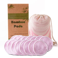 Puffs démaquillants réutilisables en velours de fibre de bambou 3 couches, écologiques, 8 cm, certifiés Oeko-Tex, rose