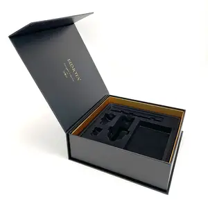 Boîtes cadeaux en papier avec fermeture magnétique, impression de Logo, noir, avec Insert en plastique pour produits de beauté et de soins de la peau