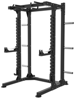 Rack de musculation professionnel robuste avec barre de traction multi-positions et rangement pour plaques de poids - Cage de squat complète professionnelle pour salle de sport à domicile