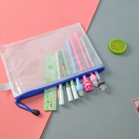 Precio de fábrica Transparente A3 A4 A5 A6 Bolsa impermeable duradera Bolsa de malla de plástico de PVC Organizador de documentos Carpeta de archivos con cremallera