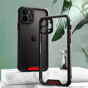 Étui antichoc en Silicone pour iPhone, compatible modèles 12, 11 Pro, X, Pro Max, monture militaire, transparente, acrylique, housse arrière, résistant aux chocs