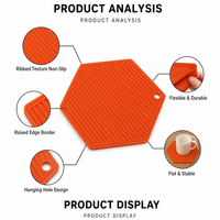 Set de table en silicone personnalisé avec logo, résistant à la chaleur, antidérapant, facile à nettoyer, séchage rapide, trou de suspension, pour cuisine et salle à manger, OEM ODM