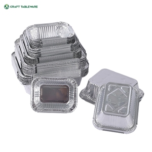 Barquettes jetables en <span class=keywords><strong>aluminium</strong></span> pour emballage alimentaire, plats à griller, conteneurs de restauration avec couvercle en plastique - Product Image 1