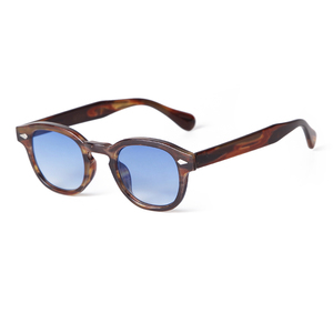 Lunettes de soleil rondes vintage STY22728 orange pour hommes et femmes, verres bleus dégradés, monture écaille de tortue rétro, protection UV400 - Product Image 4