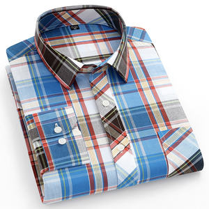 New Fashion 100% Cotton Quilted <strong>Plaid</strong> Mens Clothing Long Sleeve Casual <strong>Flannel</strong> Shirts - Product Image 6