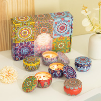 Coffret de 6 bougies parfumées BT, motifs arabes islamiques, bougies parfumées en pot, DIY, sans fumée, bougies romantiques pour couples, encens