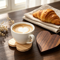 Sous-verres en bois d'acacia en forme de cœur pour la Saint-Valentin, cadeaux et artisanat pour la fête des pères et la fête des mères