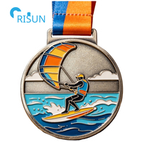 Médaille personnalisée de kitesurf et de surf longboard pour les sports nautiques