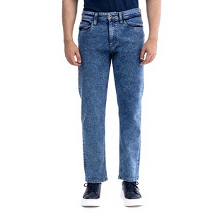 Jean en denim décontracté pour homme, coupe droite, taille mi-haute, couleur unie, grande taille, tissu de qualité supérieure, respirant et coupe-vent, tendance - Product Image 1