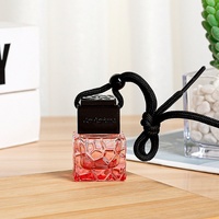 Flacon diffuseur de parfum et d'huiles essentielles vide de 10 ml pour voiture, en verre, forme carrée, avec bouchon à vis, sérigraphié
