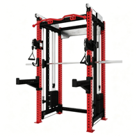 Machine Smith 3-en-1 avec rack de musculation multifonction, crossover à câbles et accessoires réglables pour entraînement à domicile et en salle de sport commerciale
