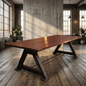 Modern Industrial Vintage Design Cast Iron Metal <b>Legs</b> Rectangle 6-Seater Folding Dining <b>Table</b> for Villa's Living Room Furniture - Product Image 2