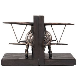 Custom wholesale vintage di alta qualità antico decorazione della casa coppia di fermalibri in poliresina set reggilibri modello aeroplano romano in resina - Product Image 2