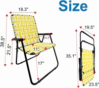 Chaise de pelouse pliante en acier sangle Chaise longue de patio siège poignées en bois Camping plage pêche arrière-cour stade canotage Sports