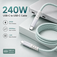 Nouveau câble de charge USB-C vers USB-C 240W PD 2026, charge rapide 48V 5A, câble de données USB 2.0 tressé en nylon Type-C pour ordinateur portable OEM ODM