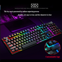 Keyboard dan Mouse Gaming MOQ Rendah Gratis, PC Gaming LED USB Logo Kustom, Aksesoris Komputer Standar Stok Kabel Ultra Tipis