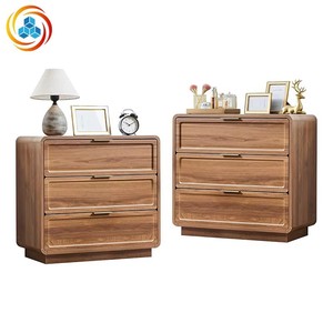 Contemporary 3-Drawer MDF Nightstand Modern Simple Design Multiple Finishes Available <b>Rounded</b> Corner Home Furniture - Product Image 1