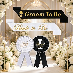 ชุดเข็มกลัดและสายสะพายสำหรับเจ้าบ่าว ประกอบด้วยสายสะพายผ้าซาตินพร้อมเข็มกลัดรูปตรา "Groom to Be" สำหรับงานปาร์ตี้ งานหมั้น และงานแต่งงาน - Product Image 4