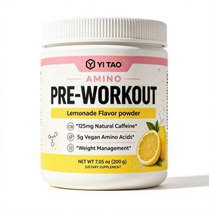 Amino Pre-Entrenamiento en Polvo Sabor Limonada Rosa 125mg Cafeína Natural Aminoácidos Veganos Impulso de Energía Control de Peso Dietético - Product Image 1