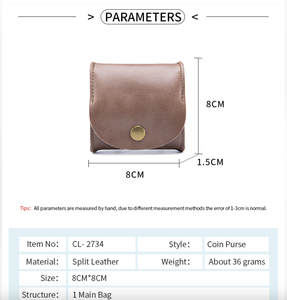 Porte-monnaie japonais Andong en cuir de vache, mini sacs pour écouteurs, petits portefeuilles en cuir de vache véritable pour femmes - Product Image 3