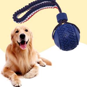 Giocattolo interattivo da masticare per cani di medie e grandi dimensioni con nodo di cotone aggressivo con motivo osseo in gomma TPR per animali domestici che digrignano i denti giocattolo - Product Image 1