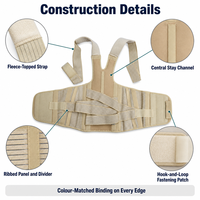 Correcteur de posture dorsal beige avec bretelles rembourrées et soutien lombaire à 3 niveaux