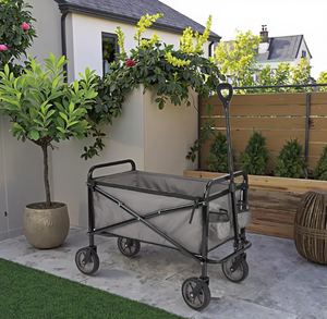 Folding Garden <b>Cart</b> 4 Wheels Heavy Duty Utility Wagon Outdoor Gardening Camping <b>Beach</b> Use - Product Image 2
