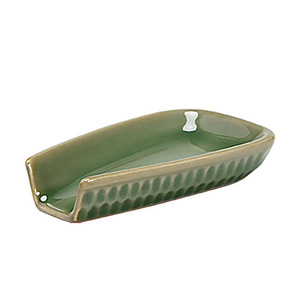 Cuillère à thé en céramique, glaçure verte en bambou, forme plate, accessoire réutilisable pour la dégustation du thé, usage domestique - Product Image 5