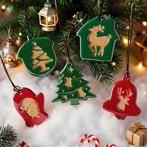 DM1280 Cetakan Resin Silikon DIY untuk Liontin Natal, Cetakan Salju, Lonceng, Pelat Lilin, Dekorasi Perhiasan dengan Lubang - Product Image 5